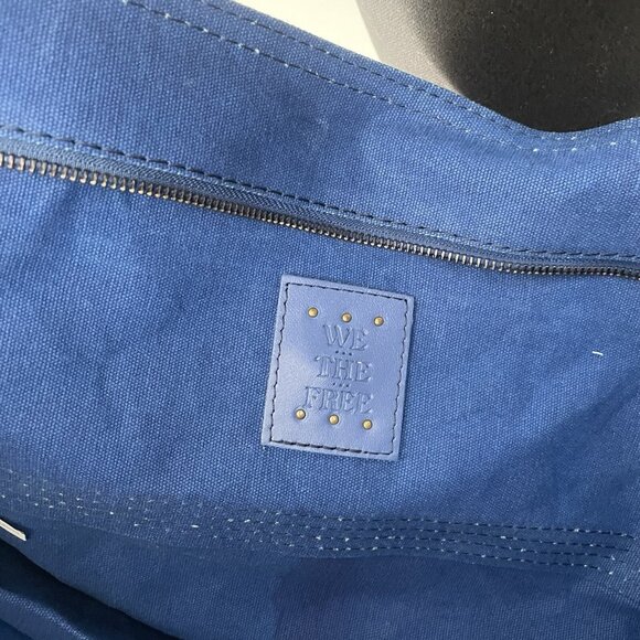 NWT Free People Waxed Canvas Zip Sling Bag ICELANDIS BLUE Purse We The Free - Picture 8 of 15